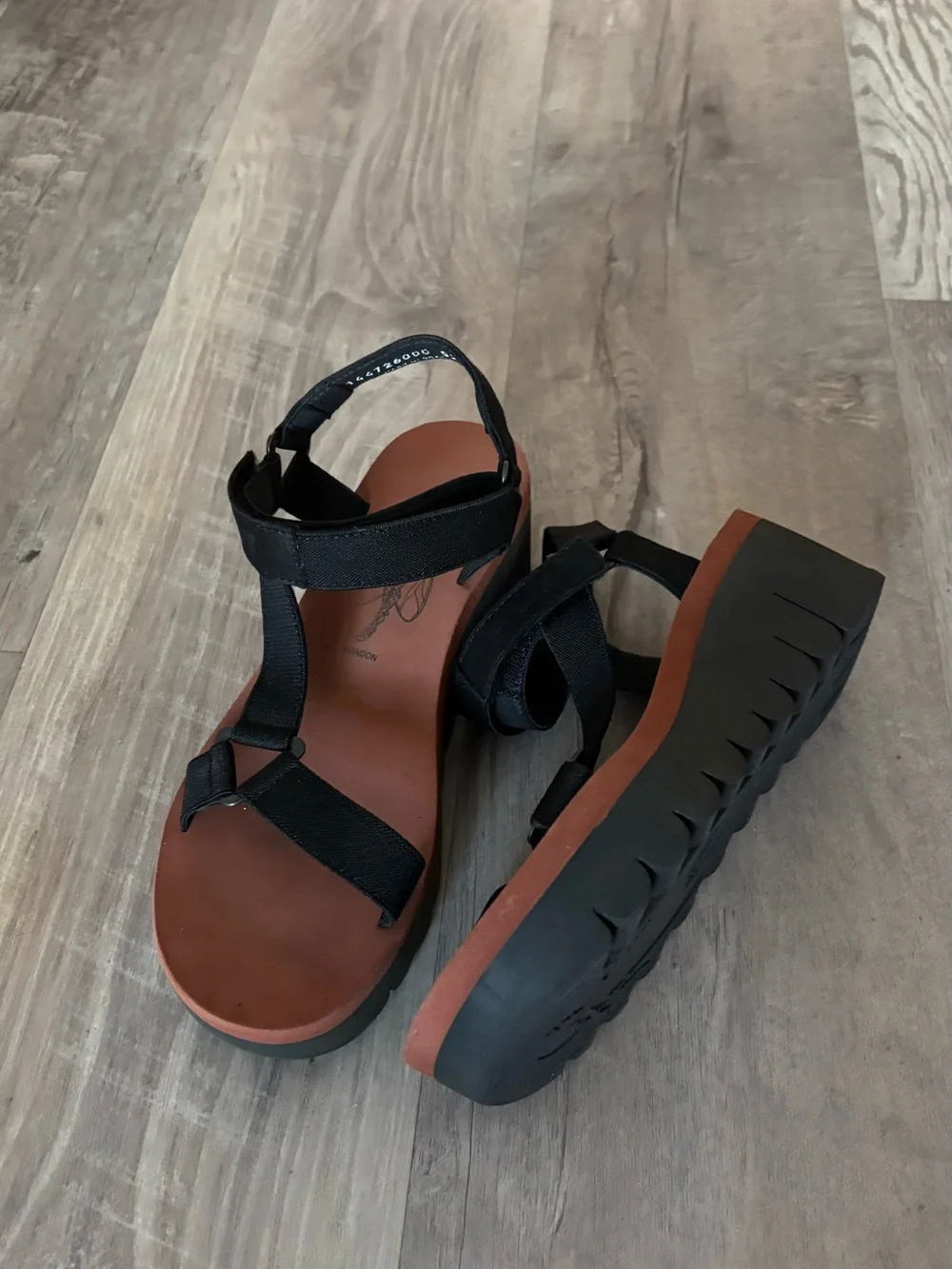 FLY Women’s Black Platform Sandal with Brown Footbed